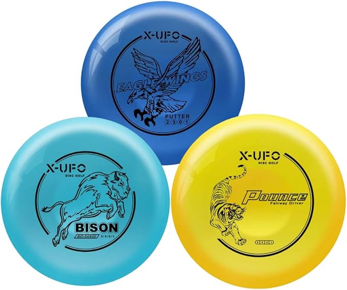 X-UFO Disc Golf Set - Disc Golf Starter Set, Includes 1 Putter, 1 Driver, and 1 midrange disc, Weighing 170-178 Grams. Suitable for Beginners and Professional disc Golf tournaments