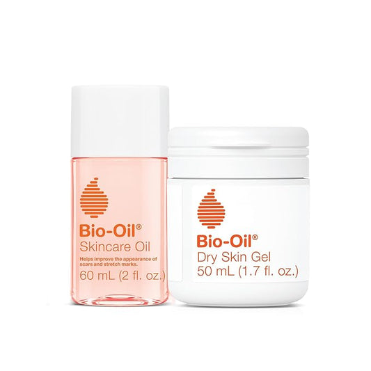 Bio-Oil Skincare Bundle for Sensitive & Dry Skin, Body Oil Serum (2 Oz) + Dry Skin Gel (1.7 Oz), Travel-Size Moisturizer for Scars and Stretch Marks