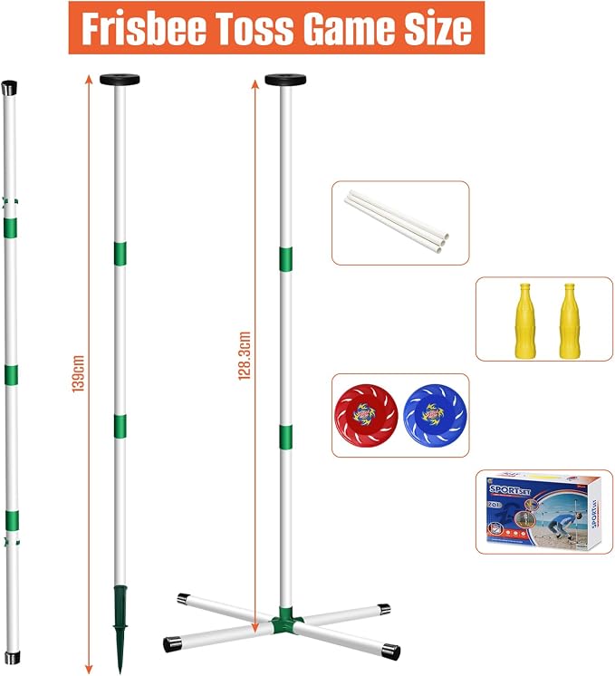 Kovshuiwe Flying Disc Game Set, Bottle Smash Disc Toss Game- Indoor & Outdoor Team Game, Disc Toss Outdoor Games Height Adjustable Bottle Drop Set-Play at The Beach, Lawn, Backyard, Park, Tailgating