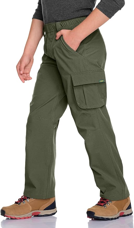 CQR Kids Boy’s Hiking Cargo Pants, Water Resistant UPF 50+ Quick Dry Youth Casual Outdoor Climbing Camping Trousers