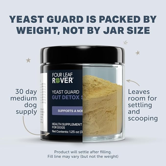 Dog Yeast Support for Itchy Skin, Ears & Paws - Four Leaf Rover Yeast Guard - Veterinarian Formulated with Organic Herbs - Helps Support Normal Yeast Levels & Healthy Skin - 30 Day Supply