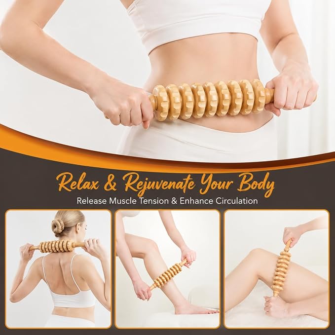 5PCS Wood Therapy Massage Tools Set, Maderoterapia Lymphatic Drainage Massager, Professional Maderoterapia Kit Cellulite Massager for Body Contouring,Relief Muscle， Gua Sha Facia Tools