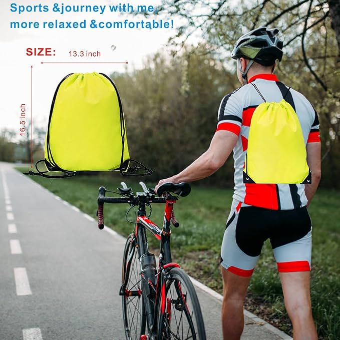 Drawstring Backpack Bulk 50 Packs Draw String Backpack Bags DIY Gym Sports Traveling Trip ride Pedestrianism Yoga Cinch Bag Sackpack Drawstring (yellow)