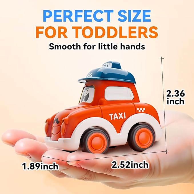 Mini Car Toys for 1 Year Old Boy Gifts, 12 Sets Pull-Back Trucks with Playmat for Toddlers Age 1-2, Baby Toys 12-18 Months, 1st Christmas Birthday Gifts for One Year Olds