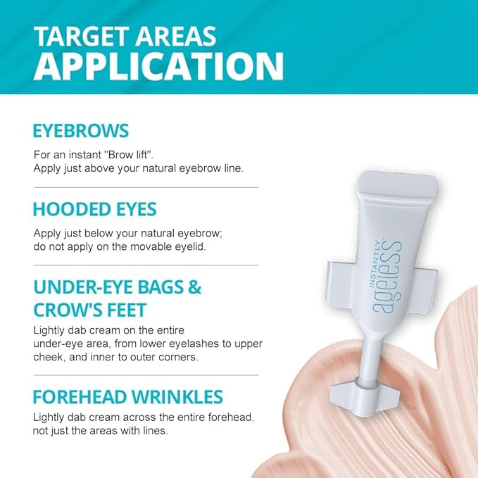 Instantly Ageless - Instant Face Lift Cream - Skin Care Anti Aging Face Cream with Vitamin C - Wrinkle Tightener - Eye Cream For Puffiness and Bags Under Eyes - Facelift 20 Vials