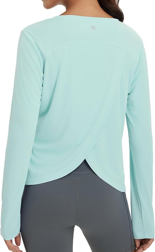 baleaf Women's Long Sleeve Workout Tops Running Sun Shirts Split Back | UPF 50+, Quick Dry, Lightweight, Breathable, Moisture-wicking, SPF, UV, for Athletic, Gym, Hiking, Tennis, Outdoor