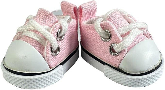 17cm Dolls Shoes, Lace-Up Canvas Sneakers Mini Shoes for 17cm Dolls, Fingerboard Shoes, Mini Finger Shoes, Clothing Accessory for 6.7in Dolls (1 Pair of Pink)