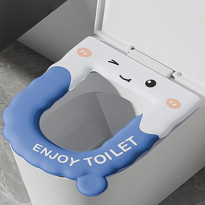Thick Toilet Seat Cover, Kids Toilet Seat Covers For Bathroom, Waterproof Washable Eva Toilet Cushion Seat Warmer, Soft Close Toilet Seat Cushion For Seniors, Pressure & Pain Relief Comfort (Blue)