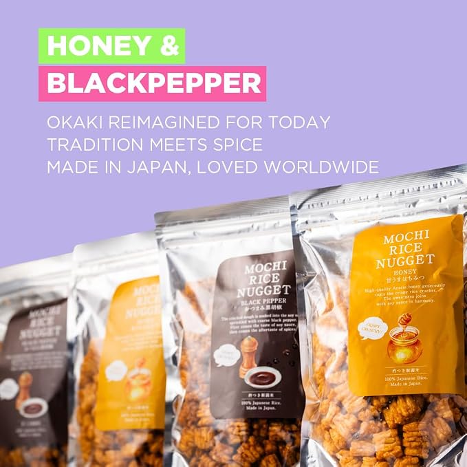 Mochi Rice Nuggets, Black Pepper Rice Crackers, No MSG, 4.9 oz (140 g)