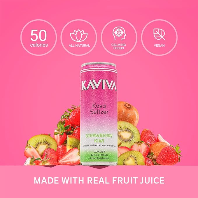 Kaviva | Kava & Seltzer | Relaxation Drink | 50 calories | All Natural | Non-ALC Functional Beverage | Refreshing Alternative | Clean Ingredients