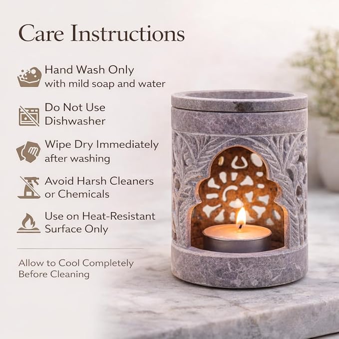 Marble Soapstone Candle Tea Light Holder | Aroma Burner, Oil Diffuser, Wax Burner, Home Decor