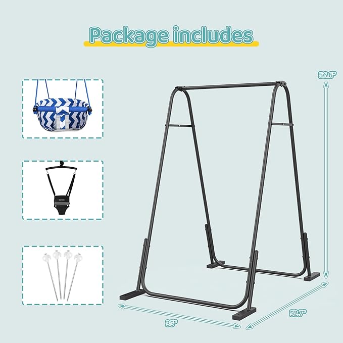Slevoo 2 in 1 Baby Jumper Swing, Portable Toddler Swing with Foldable Stand, Indoor Outdoor Baby Jumpers and Bouncers, 6 Months to 6 Years, Black