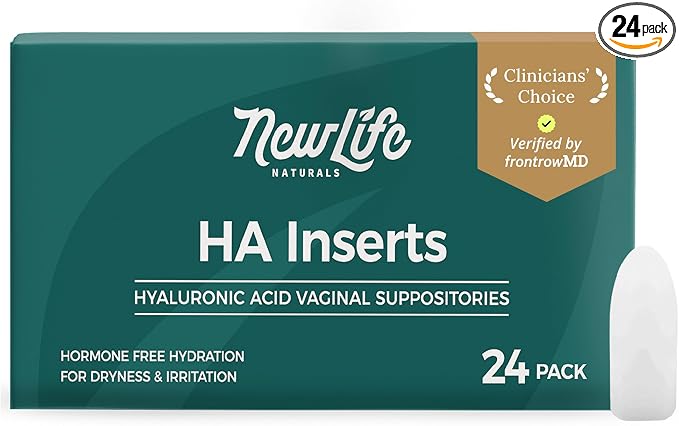NewLife Naturals Hyaluronic Acid Suppositories for Women – Vaginal Moisturizer & Dryness Support – 5 mg Hormone-Free Formula – 24 Vaginal Suppositories, 60-Day Supply, Made in USA