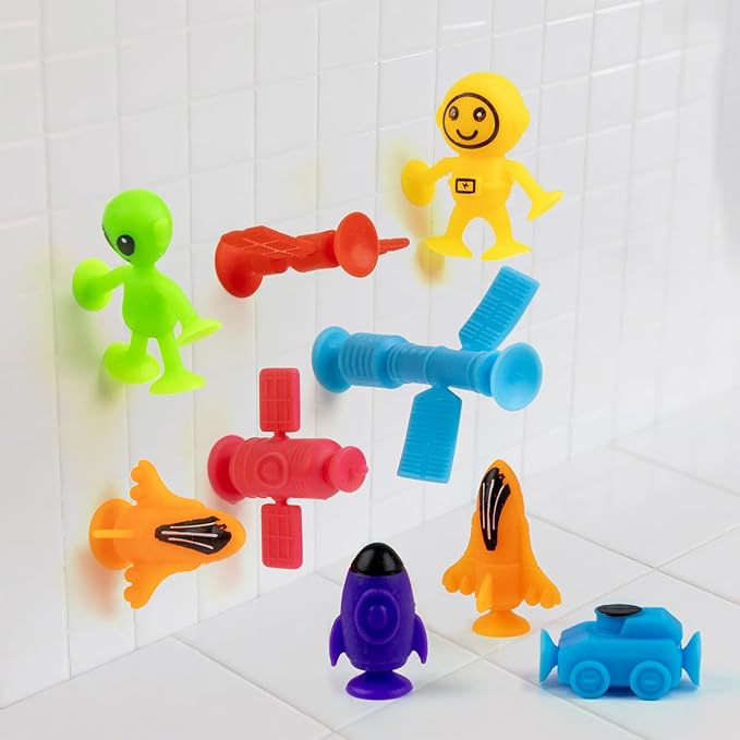 Suction Bath Toys, Bathtub Toys, Sensory Toy, Interesting Space Set with Alien and Space Station, for 3 and up