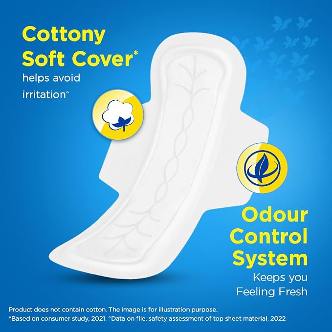 Stayfree Secure Extra Large Cottony Soft Cover Sanitary Pads for Women with Wings, 40 Pads