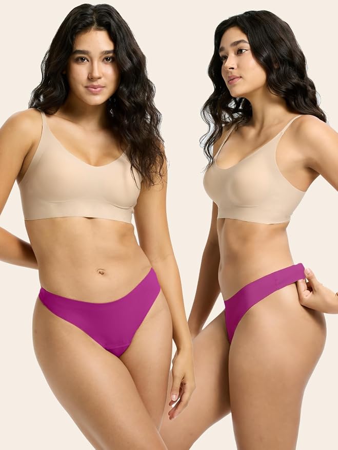 Seamless Thong Period Underwear for Women Teens Light Flow Moisture Wicking Side Leak Prevention Panties 3 Pack