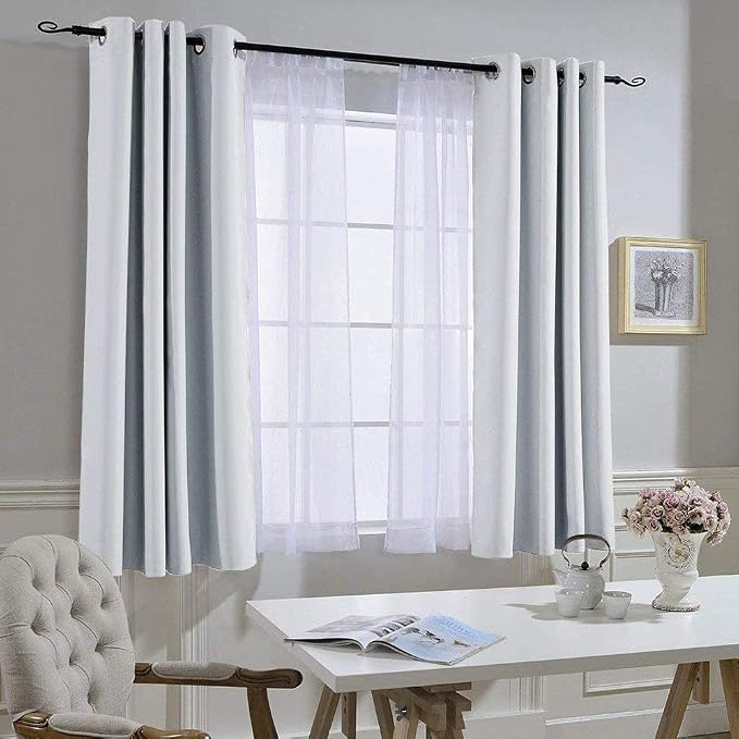 NICETOWN Greyish White Room Darkening Curtains - Window Treatment Thermal Insulated Grommet Panels/Drapes for Bedroom (2 Panels, 52 by 54)