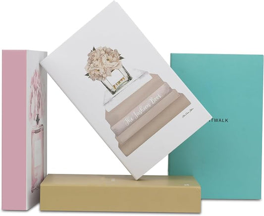 4 Pcs Decorative Books | Faux Blush Coffee Table & Shelf Decor | Soft Romantic Look for Living Room, Office and Entryway - Not Real, Tool-Free 2-Min Setup
