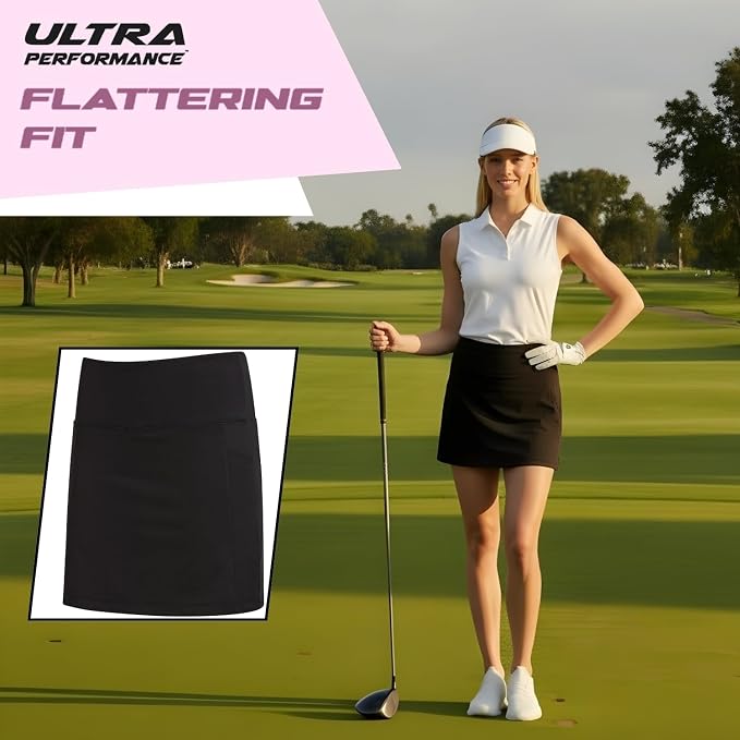 Ultra Performance Womens Golf Skirt 2 Pack Women’s Tennis Skort with Compression Liner Athletic Skirts for Women with Pockets