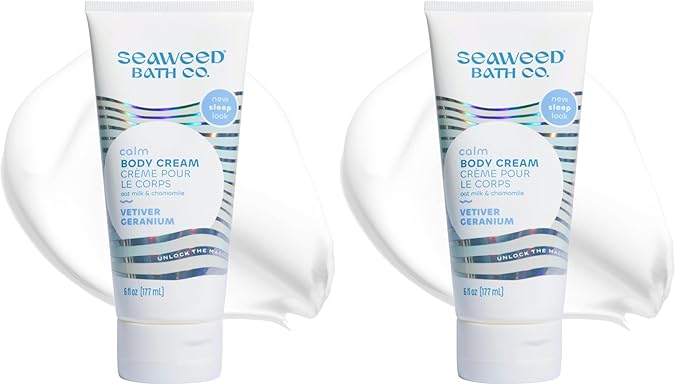 The Seaweed Bath Co. Sleep Body Cream, Calm, Nutrient-Rich Bladderwrack Seaweed, Vegan, Paraben Free, 6 fl. oz. (Pack of 2)