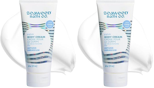 The Seaweed Bath Co. Sleep Body Cream, Calm, Nutrient-Rich Bladderwrack Seaweed, Vegan, Paraben Free, 6 fl. oz. (Pack of 2)
