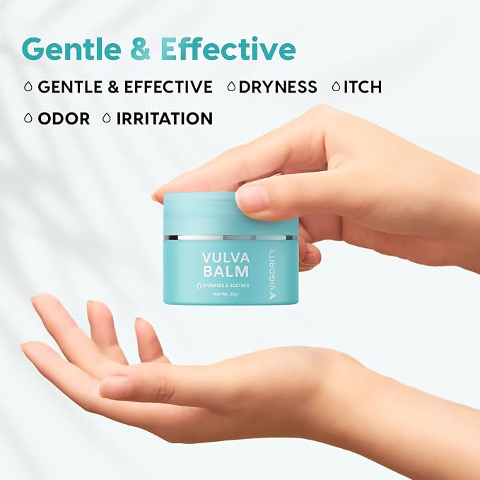 Vigority Vulva Balm for Women – Daily External Moisturizing Balm with Beeswax, Shea Butter, Emu Oil & CoQ10 – Estrogen Free, Hormone Free, Fragrance Free