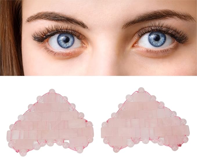 2Pcs Rose Quartz Eye Mask, Jadestone Eye Patch Reduce Edema Relieve Eye Strain Heart Shaped Stone Eye Pad for Massage Cooling Mask