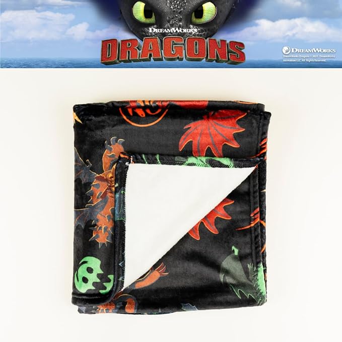 How to Train Your Dragon Toothless Kids Bedding Super Soft Plush Cozy Throw, 46 in x 60 in, (Officially Licensed Product) By Franco