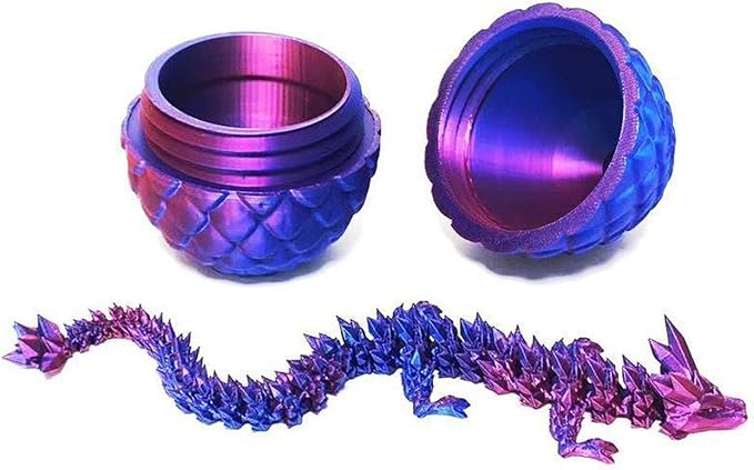 3D Printed Dragon Easter Egg - Perfect Basket Essentials Stuffers, Prefilled Easter Egg Filled with Toy, Articulated Crystal Dragon Fidget Toy