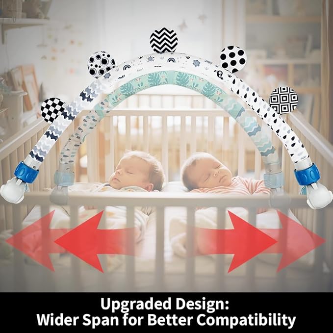 Baby Activity Travel Mobile Arch Bassinet Toy, Black and White High-Contrast Bouncer Toy bar, Crib Toys with Hanging Animals, Stroller Attachment(Farm)