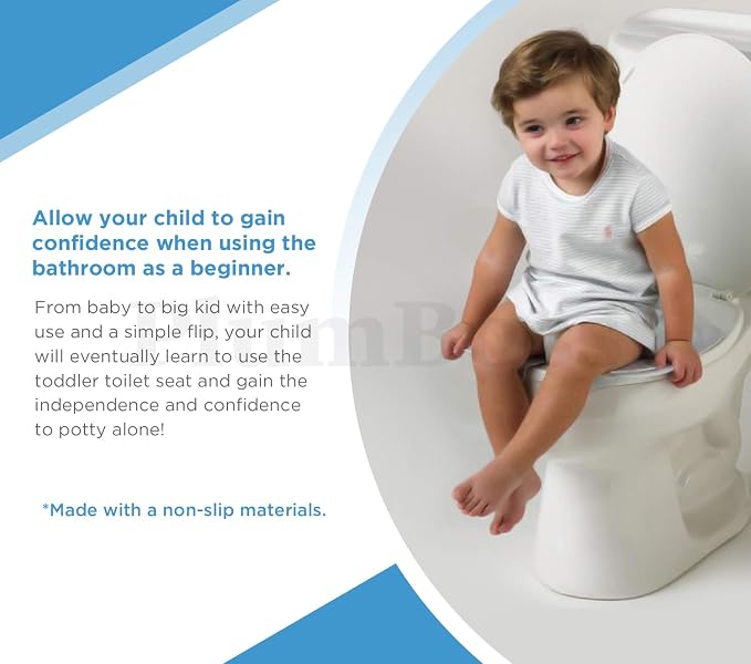 E2000 Elongated Toilet Seat with Built in Potty Training Toddlers Seat Magnetic Kids Seat Fits both Adult and Child Plastic Off white