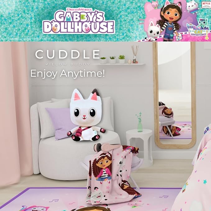 DreamWorks Gabby's Dollhouse Pandy Paws Bedding Super Soft Cozy Cuddle Pillow Buddy, (Officially Licensed Product) by Franco