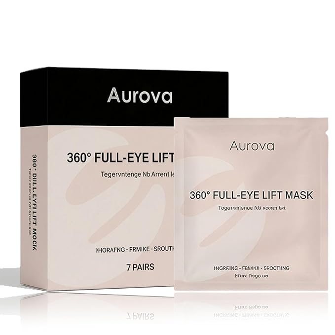 Aurova Beauty Eye Mask, 360° Full-Eye Lift Mask, Eye Mas with Collagen & Vitamin C, Nourishing & Non Irritating, for Puffy Eyes and Dark Circles (7 Pairs/14 Pieces)