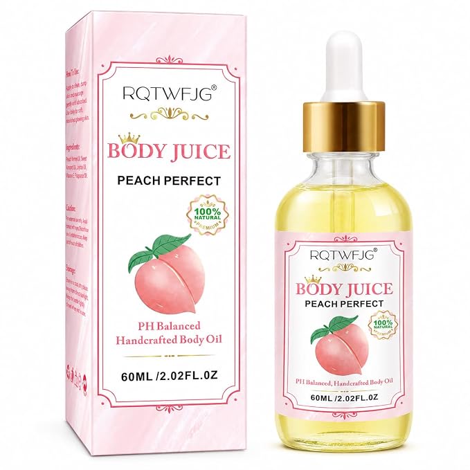 Peach Body Oil, 2.02 Fl Oz, Lightweight Body Moisturizer Oil with Dropper, Peach Scented Skin Care Oil for Dry-Feeling Skin, Massage and Daily Body Care (2.02 Fl Oz (Pack of 3))