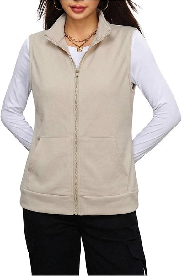 SOLY HUX Womens Zip Up Lightweight Vests Jackets Scrubs with Pockets | Casual, Sleeveless, Spring, Summer