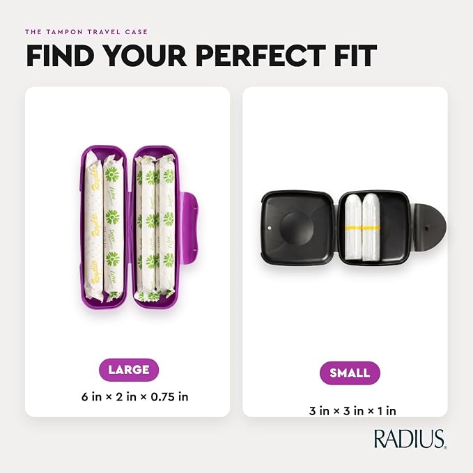 RADIUS Large Tampon Travel Case - Seamless Protective Storage Container, Durable Makeup and Medicine Purse Organizer with Secure Snap Lock (1.25 x 2 x 7.25 IN) - Pack of 1, Case