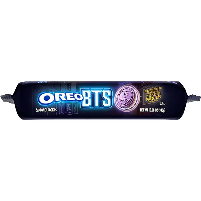 OREO BTS Sandwich Cookies, Limited Edition, 10.68 oz. | Brown Sugar Pancake Flavor Creme, Purple Wafer Cookies, 13 unique BTS-selected Designs