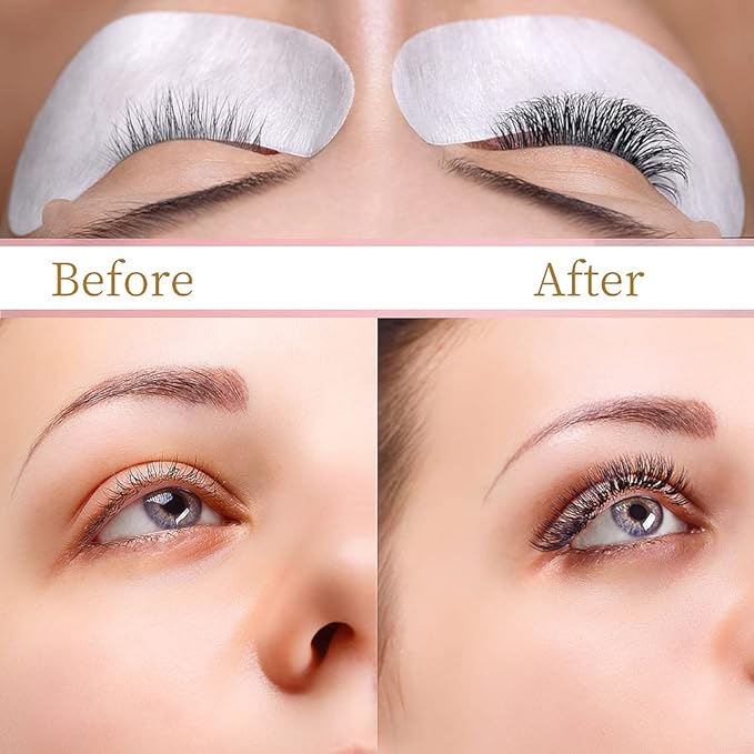 myaokue-up 100 Pairs Eye Gel Pads, Lint Free Under Eye Patches for Eyelash Extensions, Premium Eye Mask Beauty Tool Kit