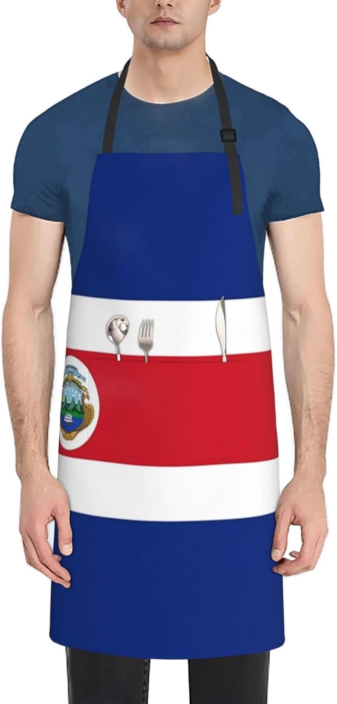 Cute Flag Kitchen Cooking Aprons for Women Men Adjustable Patriotic Flag Apron with 2 Pockets for Home Kitchen Garden
