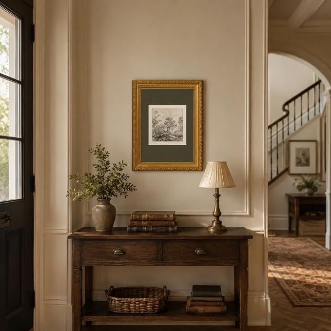 Ymsagrs Gold Frame Vintage Landscape Sketch Canvas Wall Art,16X12in | Neutral Botanical Picture Art,Cottagecore Wall Decor for study, living room, hallway, office or entryway.