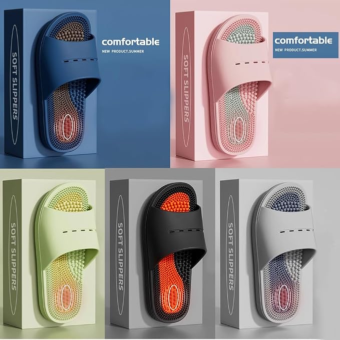 Acupressure Massage Slippers Acupressure Foot Massager Shoes Reflexology Sandals Gift for Men Women Reduce Feet Neuropathy Pain Relief and Tension (Blue,US Women 8-9/ Men 6.5-7.5)