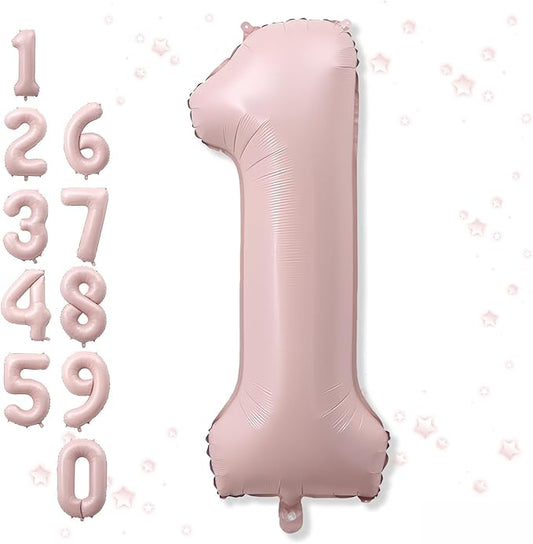 Big Number 1 Balloons, Dusty Light Pink Foil 1 Balloon Numbers 40 Inch, Giant 1st Birthday Party Decor, Baby Blush Pink Mylar Helium One Balloon for Girls Baby Shower Anniversary Decorations