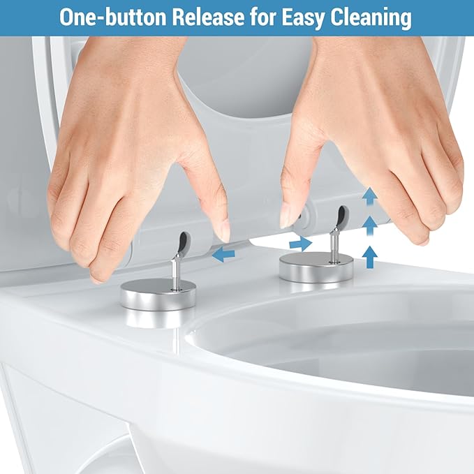 Garvee Toilet Seat Cover Elongated – PP Material, Secure Locking Design, Full Flat Lid for Standard Elongated Toilets, Durable & Easy to Clean, White