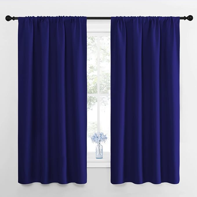 NICETOWN RV Blackout Curtains for Camper Windows, Navy Blue, 29" Wide by 50" Long, 2 PCs, Short Blackout Curtains & Drapes, Thermal Insulated Blackout Curtain Panels for Kids Room, Play Room