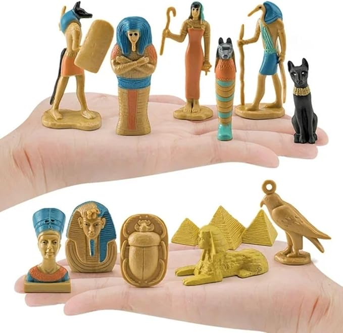 Liberty Imports 12 PCS Ancient Egypt Toys, Mini Egyptian Figurines Play Set - Pyramids of Giza, Mummy, King TUT, Sphinx, Anubis and Artifacts for Kids, School Projects