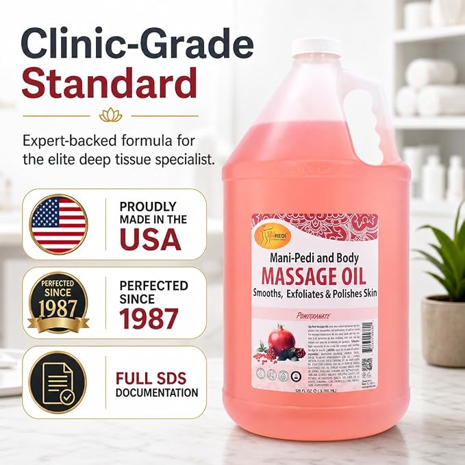 SPA REDI Professional Bulk Massage Oil – Hybrid Glide Formula with Argan Oil & 10-Botanical Complex | For Licensed Massage Therapists & Spa Use | Extended Deep Tissue Sessions | Made in USA | 1 Gallon
