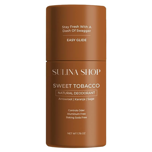 Sulina Shop Natural Deodorant, Aluminum Free, Sweet Tobacco | Smooth sweet tobacco scent, Sensitive skin-friendly, Baking soda-free, Gentle odor protection