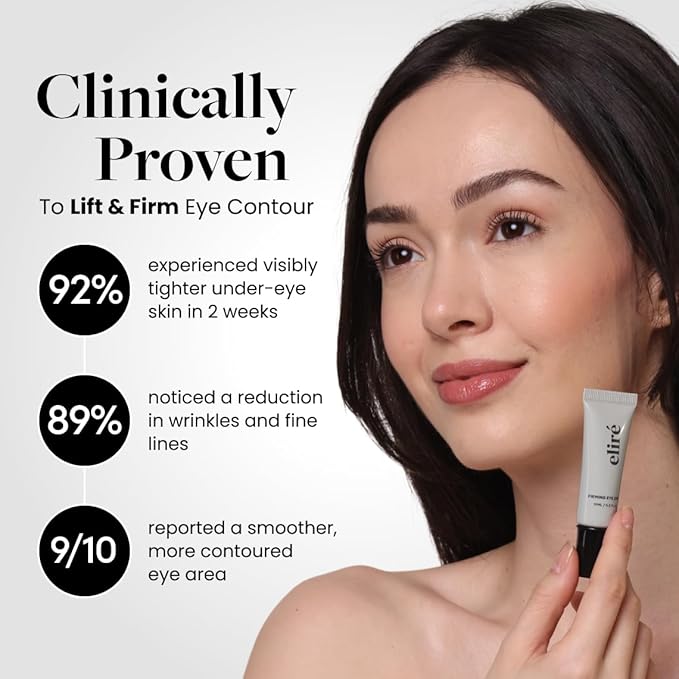Eliré Firming Eye Cream - Instant Lift and Tightening Treatment - Arginine/Lysine Peptides + Ceramide - Reduces Fine Lines, Wrinkles, Under-Eye Bags - Lightweight, Works Under Makeup - 15ml