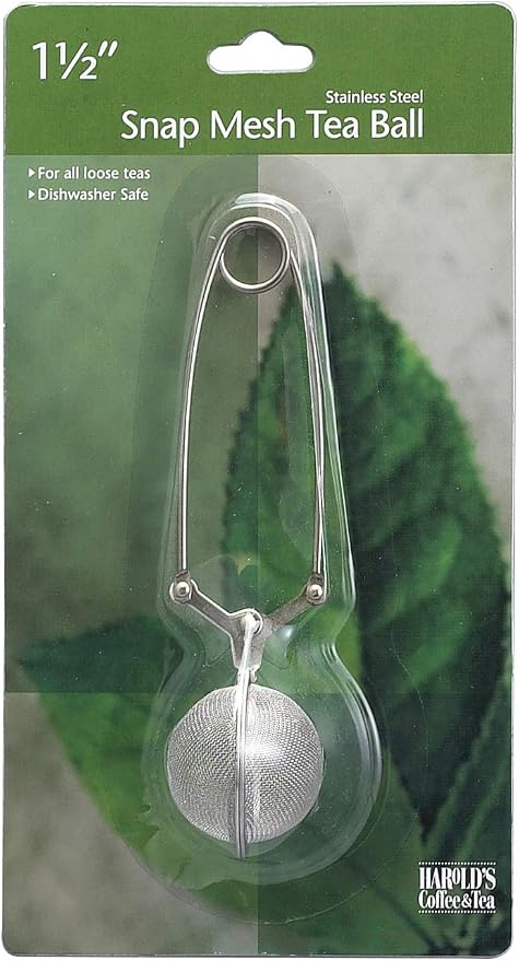 HIC Kitchen Snap Mesh Ball Tea Infusers, 18/8 Stainless Steel, For Loose Leaf Tea and Mulling Spices, Set of 2