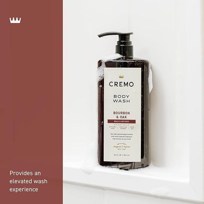 Cremo Rich-Lathering Bourbon & Oak Body Wash for Men, 32 Fl Oz